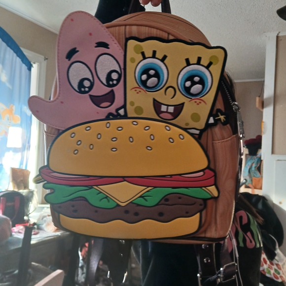Loungefly SpongeBob and Patrick Burger Backpack - Yellow and Pink main image 5
